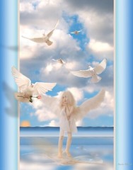 Photography Angel and Doves 11×14 wall portrait. Beautiful photo compositeNOTAI