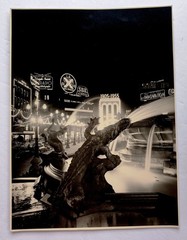 Stunning Midcentury Belgian Photo Brussels Street at Night Neon Signs