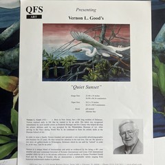 Egret In Flight: Fine Art Print “ Quiet Sunset” Vernon L Good 24.5 X 35” Overall