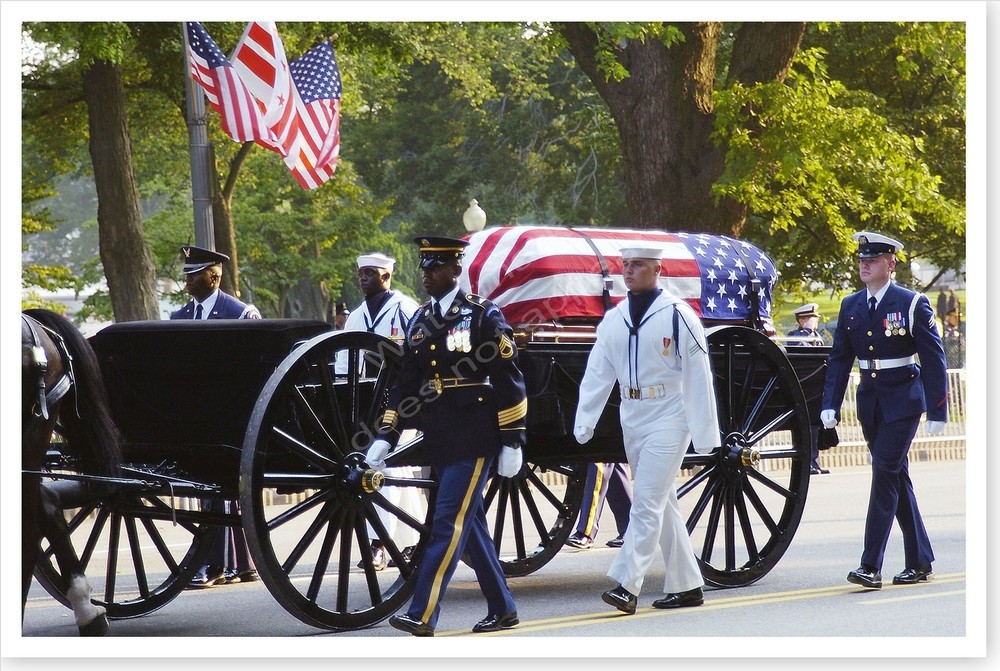 President Ronald Reagan Funeral Horse Drawn Caisson Silver Halide Photo