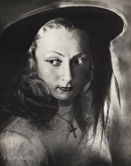1947 Vintage Paul Facchetti Female Fashion Portrait Hat Cross Necklace Photo Art