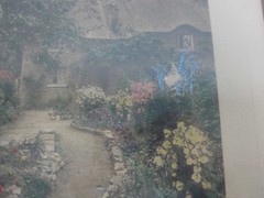WALLACE NUTTING «GARDEN OF LARKSPUR» HAND TINTED FRAMED PHOTOGRAPH SIGNED