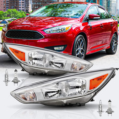 Headlights Assembly with Bulbs Compatible with 2015 2016 2017 2018 Ford Focus Ha