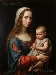 A3 Photo Mother Child Tenderness Artistic Glossy Paper Decor -001