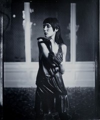 Woman in gloves sexy fashion art photo
