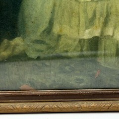 Antique Victorian Colorized Photo of Mother Child Baby Framed Large Picture