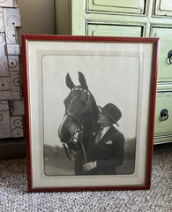 vintage LF Redman Detroit photograph large framed Horse Rider woman hat gloves