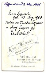 Photograph Karl Hansen, Görlitz, Berlinerstrasse 26, pretty toddler in fine