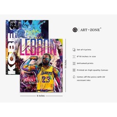 Famous Basketball Star Posters Wall Art, 8×10 Inch Canvas Prints Unframed Set…