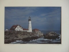 Original Color Photograph of Historic Maine Portland Headlight Signed by Artist