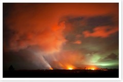 3 Lava Fissures Nighttime Eruption Kilauea Volcano 2018 Silver Halide Photo