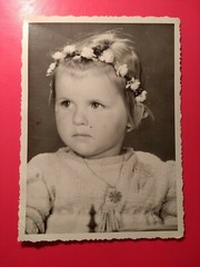 Alt Foto Portrait Mädchen Girls Mode Fashion Beauty nice old Photo flowers 1948