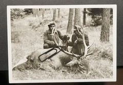 Photo portrait GDR hunting dog pet red deer post mortem Prenzlau hunter antlers