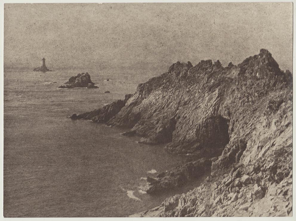 1930s pictorialist lighthouse, seascape, by French photographer, Pointe du Raz