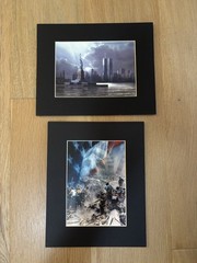 Set of 2 Matted Color NYC Skyline 9/11 Photo Prints Statue of Liberty WTC
