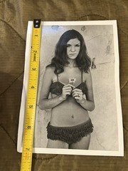 Vintage 1960s Pretty Young Hippie Woman in Bikini w Flower Photo – Sexy Lady