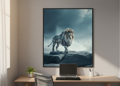 Lion Walking Cliff Edge Wallpaper Art Printable Digital Image File Download PNG