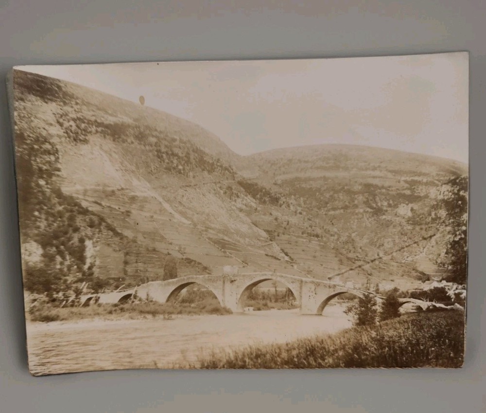 Antique Original Sepia Print Sainte Enimie sur le Tarn, Lozère c.1900 13×17