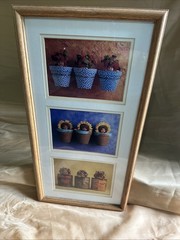Anne Geddes Mediterranean Pots Trio 1996 Baby Photography Vintage Art 21×11
