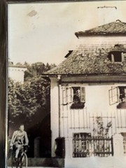 Vintage Man on Bicycle Farmhouse Photo Art Wood Frame