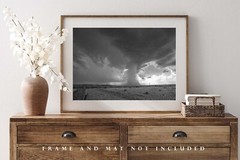 Storm Photography Print – Black and White Picture of Rain Shaft in West Texas