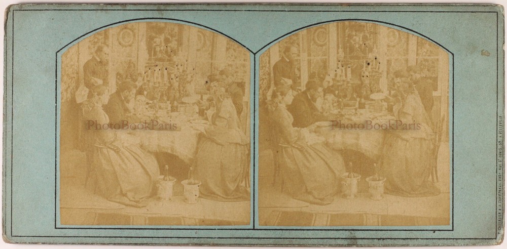 Genre Scene Paris C1858 Photo Chevalier & Champeaux Stereo Perforated Box