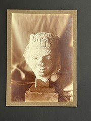 Rare Albumen Print Photo XIX Statue Art Kmer Sculpture Cambodia Angkor Wat