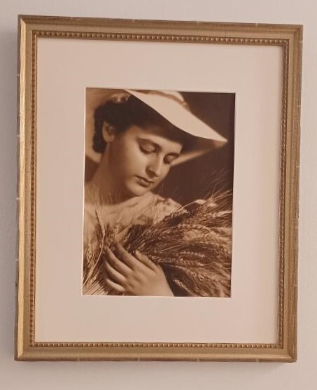 Nelly’s Photo Portrait of a Women Holding a Sheaf of Wheat C. 1930-40