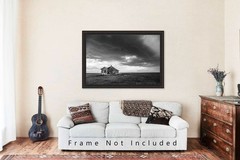 Abandoned House Photography Print: Oklahoma Black & White Western Plains Photo