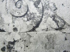 Signed Ildiko Butler photograph lichen covered sculpture/architecture study
