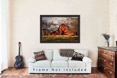 Country Photography Print – Rustic Red Barn in Oklahoma Wall Art Farmhouse Decor