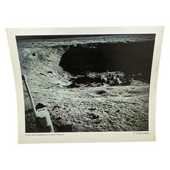 Vintage NASA Photo of Crater Near Apollo 11 Landing Sea of Tranquility 1969
