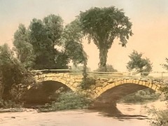 Railroad Stone Arch Bridge Ashulot River Keene NH Hand Colored Photo Cheshire