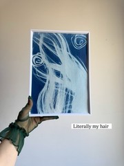 Original Cyanotype Portrait with My Hair – Unique Handmade Blue Art 20×30 cm
