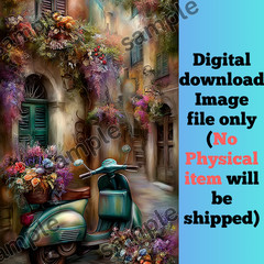Italian street watercolor style picture background AI wallpaper for mobile & pc