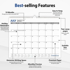 GuassLee 2026-2027 Wall Calendar – 19 Months Hanging Calendar from Jun. 2026 …