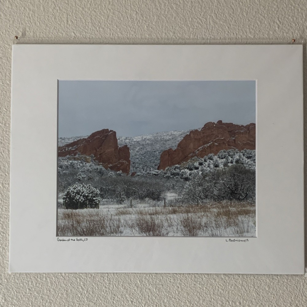 Garden of the Gods in Snow Photography Print – Colorado Matted and Signed