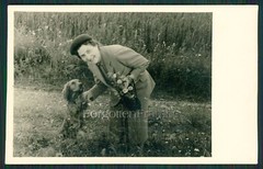 Photo Woman Posing with Spaniel Dog Photo PRETTY WOMAN w DOG