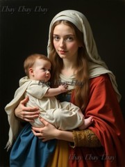 A3 Photo Mother Child Tenderness Artistic Glossy Paper Decor -012