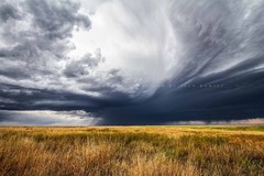 Dramatic Stormy Sky over Prairie Grass in Oklahoma Photo Print (Unframed)