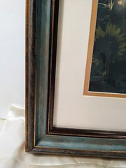 Picture Sunflowers Double Matted Teal Frame Signed Photography 19 x 22.5″ NEW