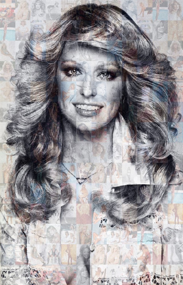 FARRAH FAWCETT 2015 photo mosaic cm. 31×42 poster with a lot of pics A