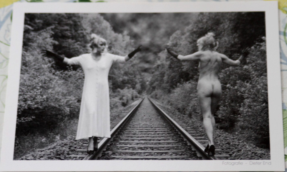 Photo postcard art nude 4 nude dieter end photography railway tracks woman woman AE