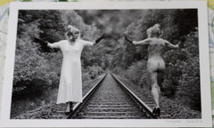Photo postcard art nude 4 nude dieter end photography railway tracks woman woman AE