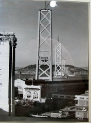 1930s SF Bay Bridge Under Construction B&W Silver Albumen Photograph