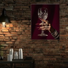 Modern Black Woman Wall Art Decor Trendy Black Woman Holding Wine Glass Print…