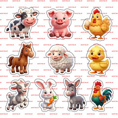 Stickers for Kids | Cute 3D Cartoon [Theme] Sticker Sheet | Digital 4k Download