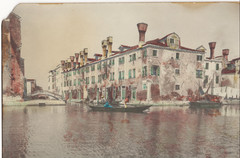 Antique Photograph Rio di Sant’Anna Canal in the Castello District of Venice