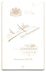 Photograph A. Adler, Dresden, Victoria Str. 22, Portrait Lady with Pinch