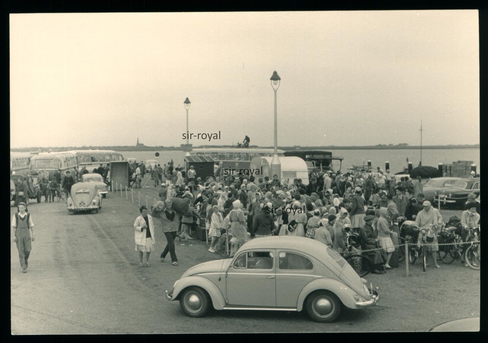 1960 VW Beetle Car and Bus – People Ferry Dock – 1960s – Photo 10x7cm